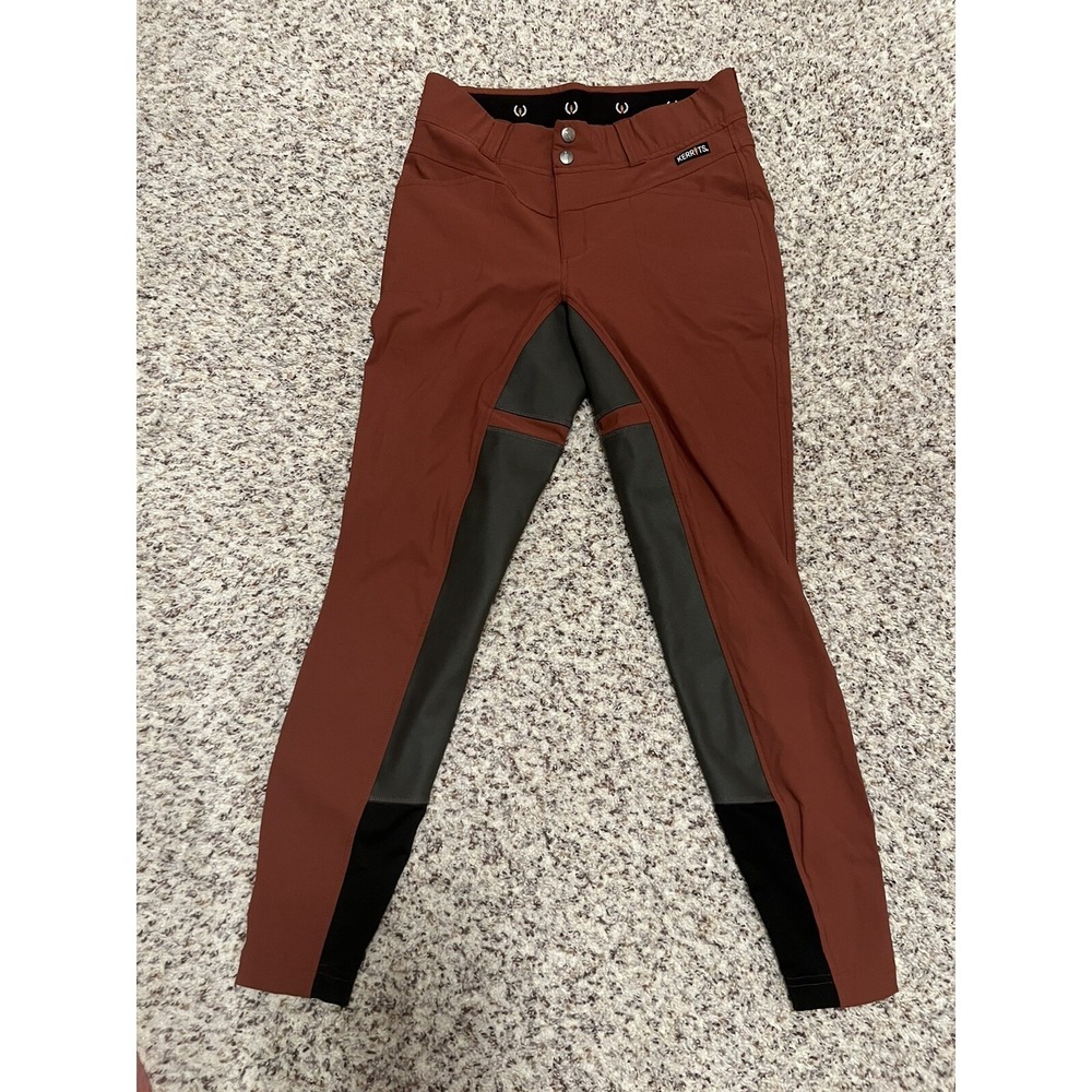 Kerrits NEW  Faux Leather Patches Riding Leggings Sz M Nylon/spandex Brick Color